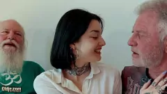 Play Brunette Teen Swallows Cum in Intense Threesome with Older Men
